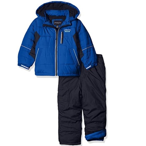 NWD London Fog Boy s 2 Piece Hooded Winter Snowsuit Blue Size S/4 $125 3D93 - Picture 1 of 4